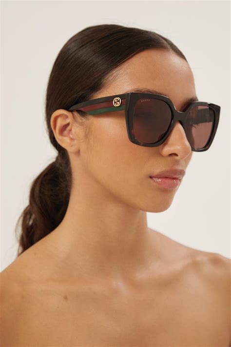 gucci havana square vintage style sunglasses|gucci brown havana oversized sunglasses.